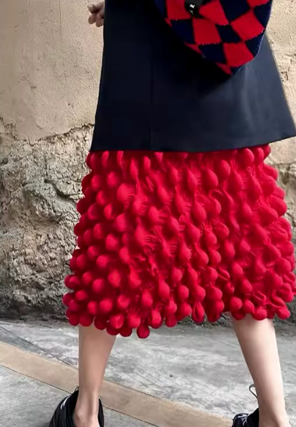 All Pleats Bubble Skirt Red For Sale