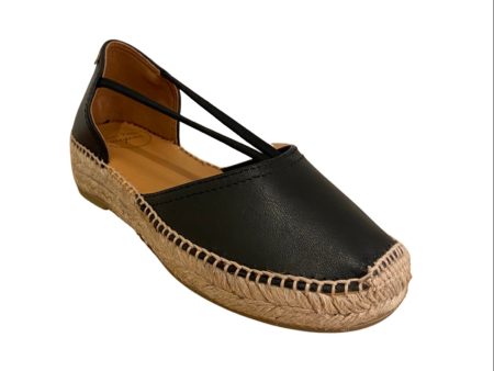 Erla Black Leather Espadrille with Elastic on Sale