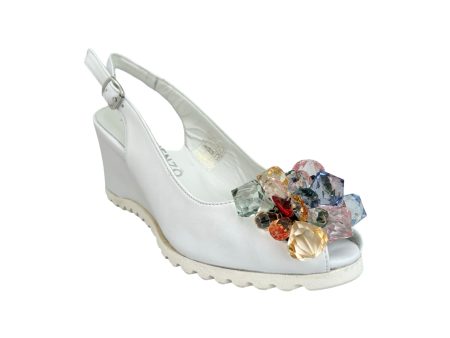 11025 White Jewel Wedge Sandal Cheap