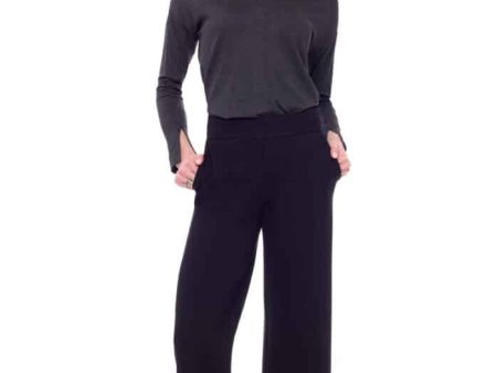 67928 Black Wide Leg Crop Pant Online now