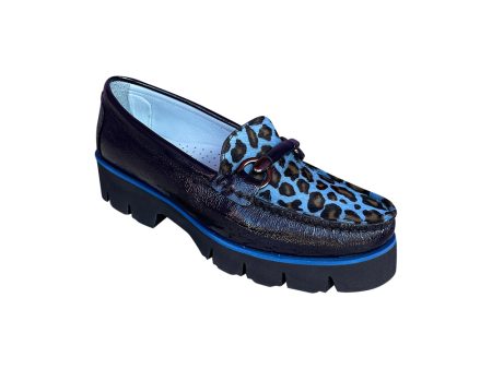 8810 Blue Animal Print Loafer For Cheap