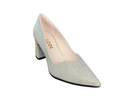 Mili Te Gold Shimmer Block Heel Pump Hot on Sale