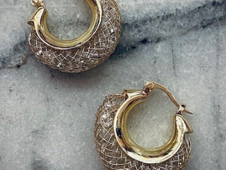 Gold and Crystal Hoop Earrings Fashion