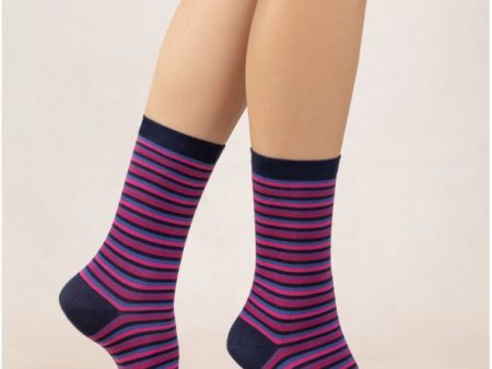 6472 Black Fuchsia Stripe Sock For Sale