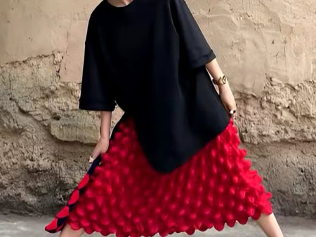 All Pleats Bubble Skirt Red For Sale