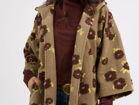 Ivy Jane Puff Floral Sherpa Jacket Online now