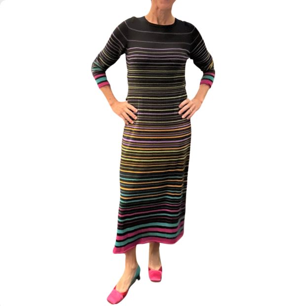 232543 Striped Dress Black Hot on Sale