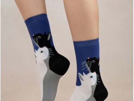 6438 Blue Cat Sock Online now