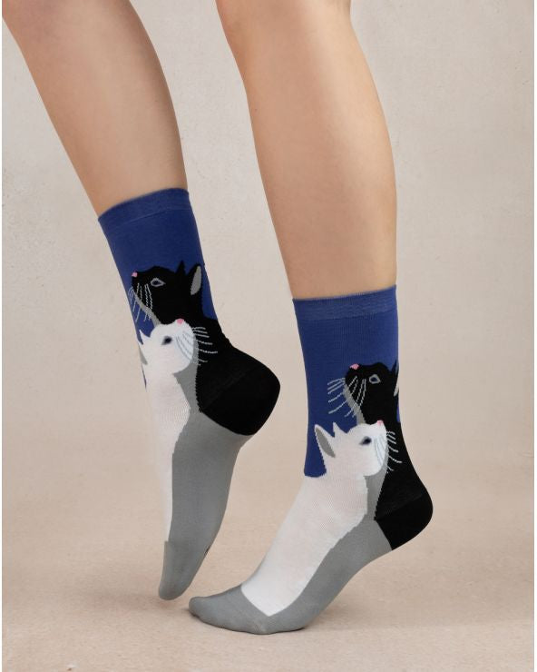 6438 Blue Cat Sock Online now