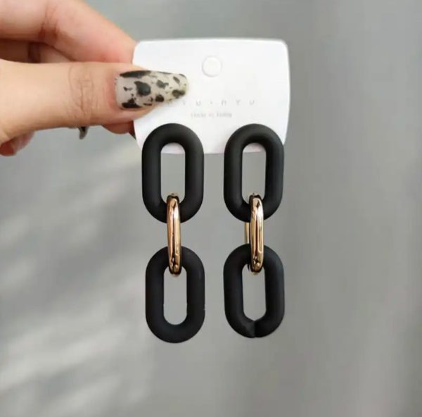 Double Down Black Earrings Fashion