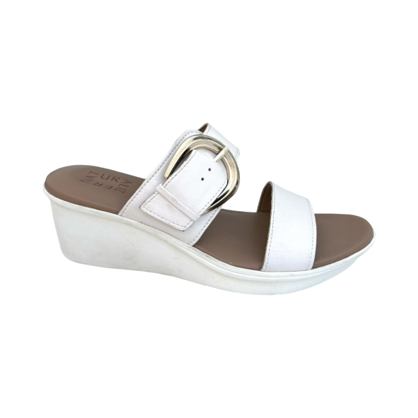 Rabia White Wedge Slide Sale