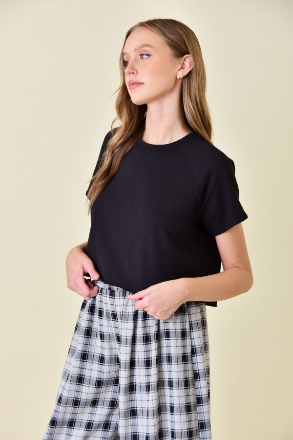 Raglan Sleeve Terry Crop Top Fashion