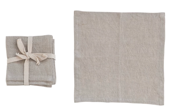 S 4 Stonewashed Linen Cocktail Napkins Hot on Sale