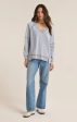 Z SUPPLY Easy V-Neck Knit Denim Sweatshirt on Sale