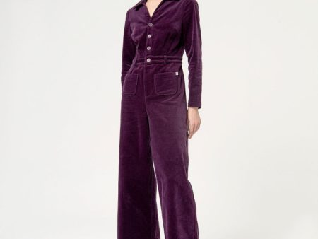 564SEMO821 Purple Corduroy Jumpsuit on Sale