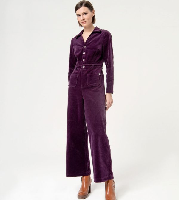 564SEMO821 Purple Corduroy Jumpsuit on Sale