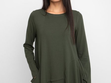 755276 Asymmetrical Khkai Green Top Supply