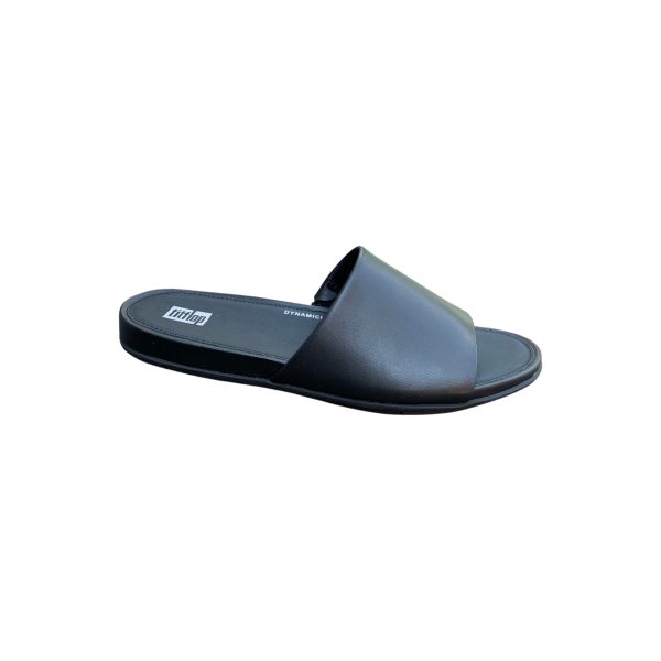 Gracie All Black Leather Pool Slide Online now