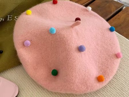 Baby Pink Dot Beret Cheap