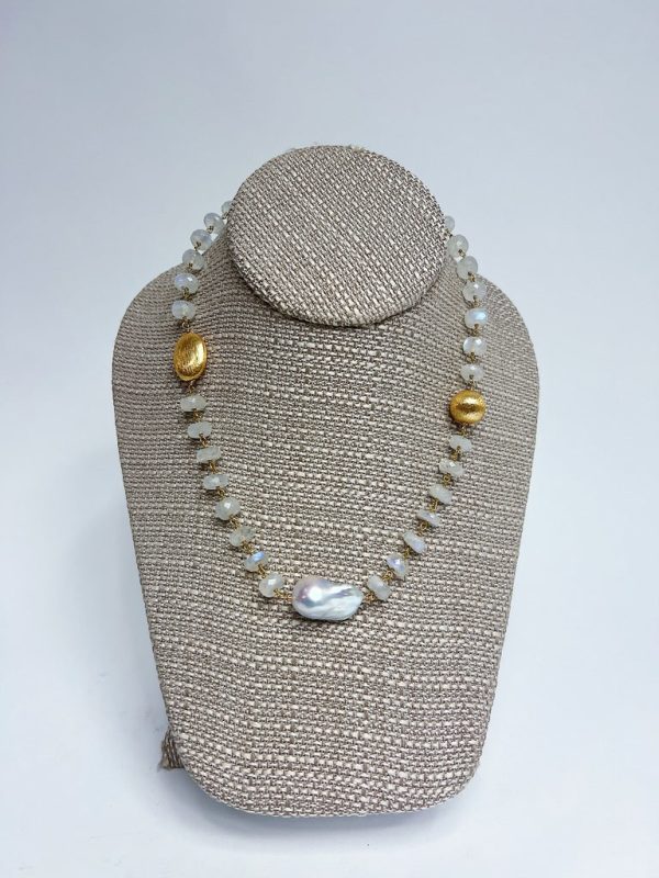 Stone & Pearl Beaded Necklace Online Hot Sale