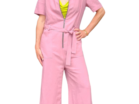 SP7019 Charm Pink Zip Front Jumpsuit For Sale