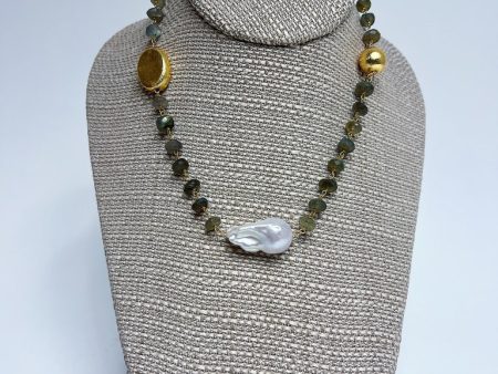 Stone & Pearl Beaded Necklace Online Hot Sale