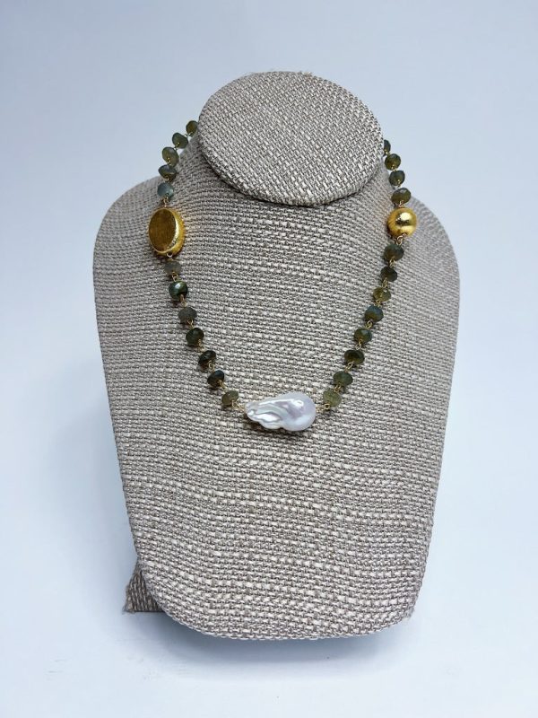 Stone & Pearl Beaded Necklace Online Hot Sale