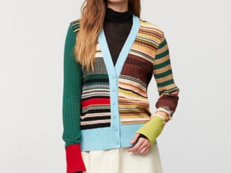 80060 Fuji Green Red Striped Multi Cardigan Online Hot Sale