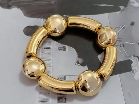 Metallic Glossy Chunky Elastic Bracelet Gold Online Sale