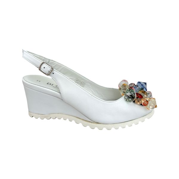 11025 White Jewel Wedge Sandal Cheap