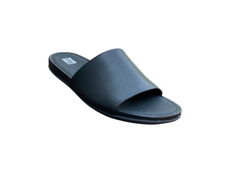 Gracie All Black Leather Pool Slide Online now