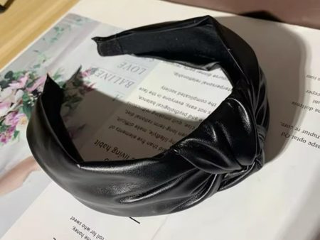 Black Vegan Leather Knot Headband Online Hot Sale