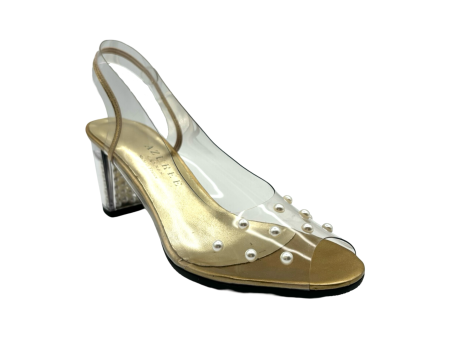 MONIUS Gold with Pearl Heel Sling Back For Cheap