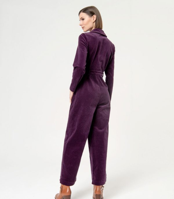 564SEMO821 Purple Corduroy Jumpsuit on Sale