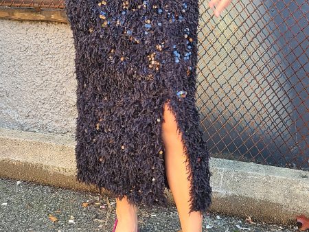 Feathered Sequin Black skirt For Sale