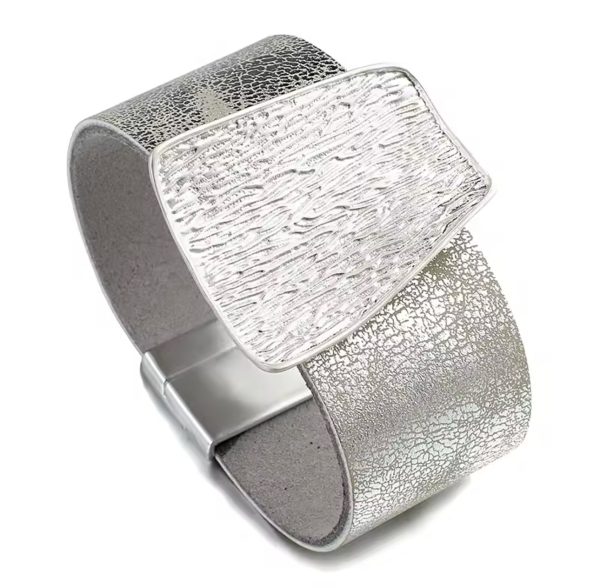 Silver Metallic Magnetic Cuff Online Sale