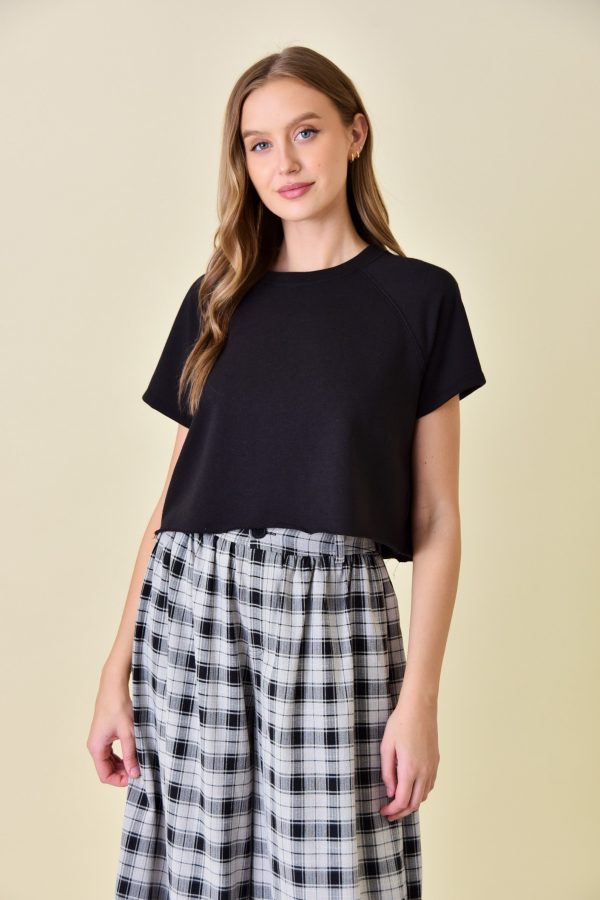 Raglan Sleeve Terry Crop Top Fashion