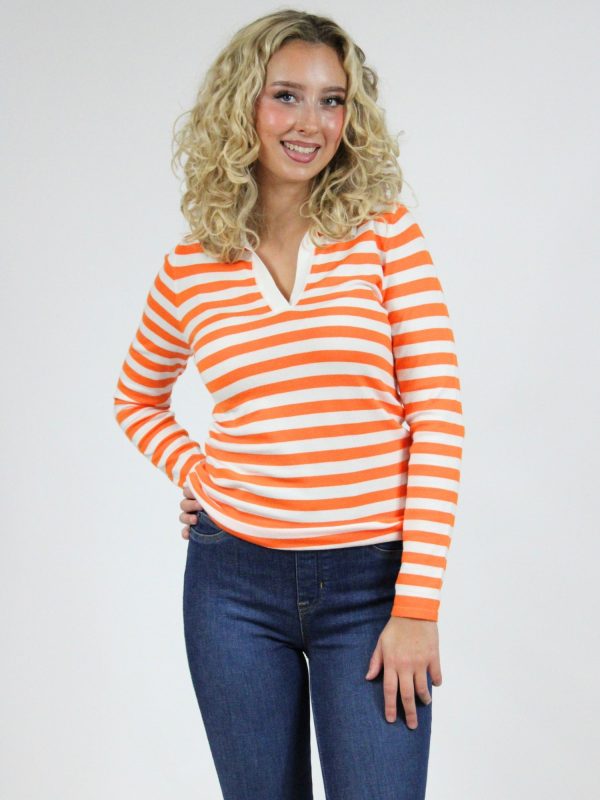 GBO Polo Long Sleeve Stripe Sweater For Cheap