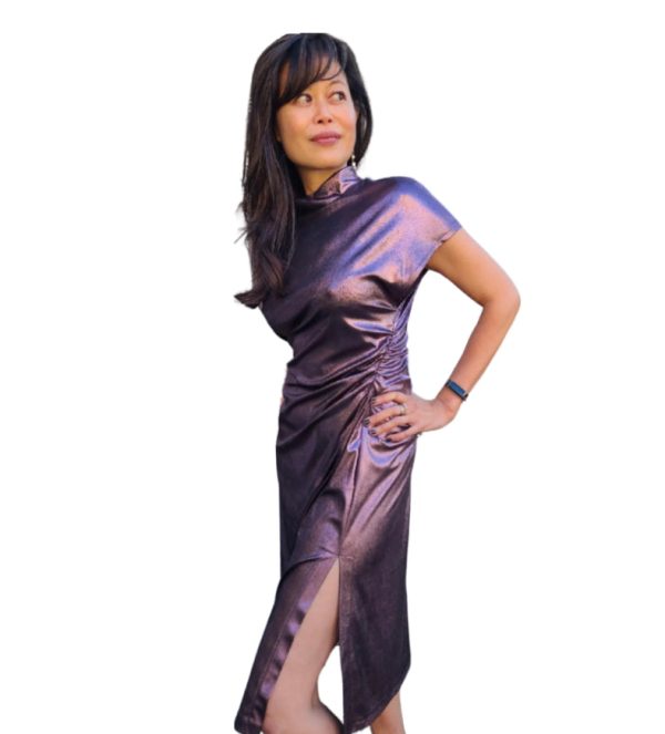 PH5178 Amethyst Stretch Metallic  Dress on Sale