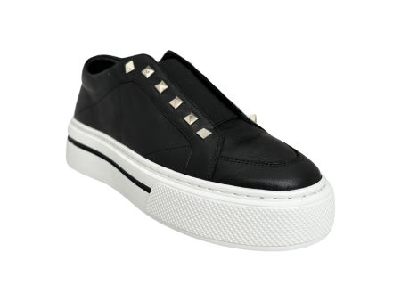 Vino Black Metallic Stud Sneaker For Sale