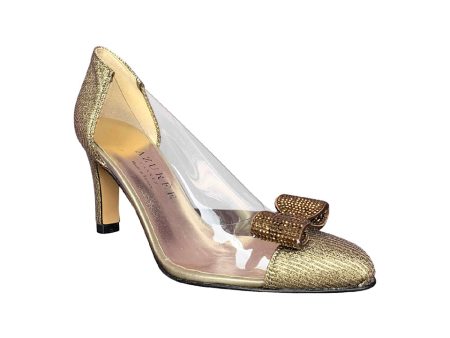 LAMIN Gold Shimmer Pump With Bow For Sale