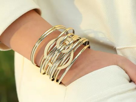 Gold Lines Metallic Magnetic Cuff Fashion