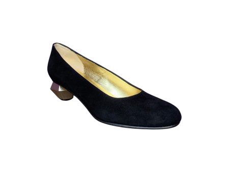 RODONI Black Suede Pump With Gold Heel Cheap