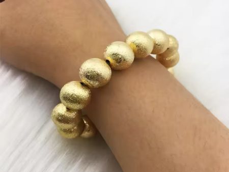 Metallic brushed beaded bracelet gold Discount