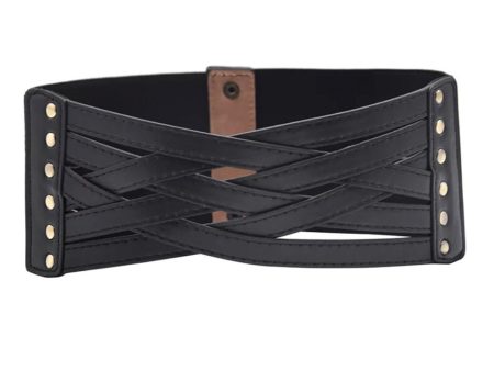 Wide Interwoven Belt Black Cheap