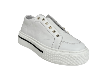 Vino White Metallic Stud Sneaker For Cheap