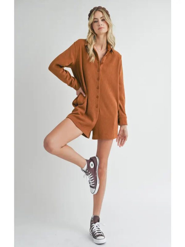 Artful Stretch Corduroy Romper Online Hot Sale