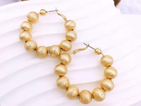 Metallic brushed beaded earring  gold Supply