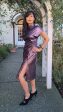 PH5178 Amethyst Stretch Metallic  Dress on Sale