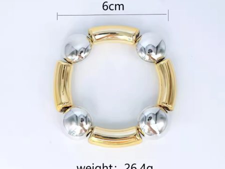 Metallic Glossy Elastic Bracelet Gold Silver For Discount